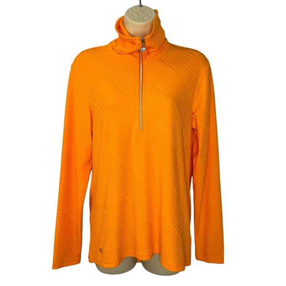 Daily Sports Floy Candied Long Sleeve Roll Neck 1/4 Zip Golf Top Orange Medium - Picture 2 of 12